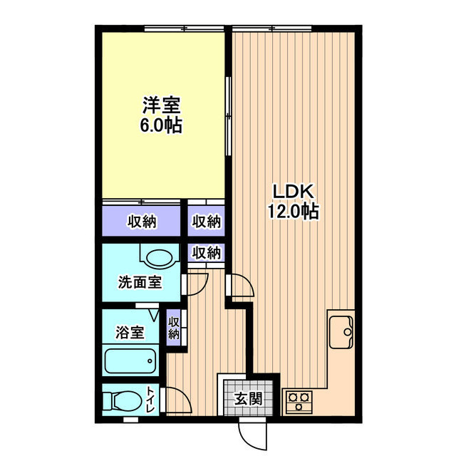 信開ハイハウス粟崎 102号室 間取り