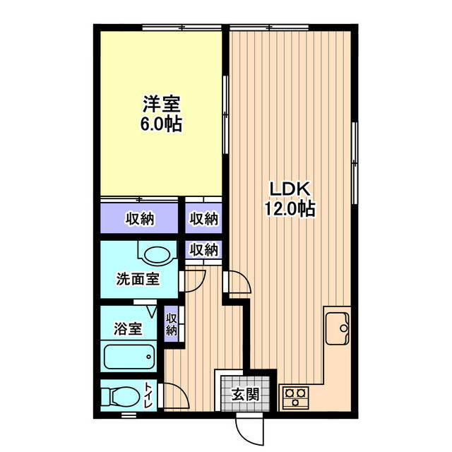 信開ハイハウス粟崎 105号室 間取り