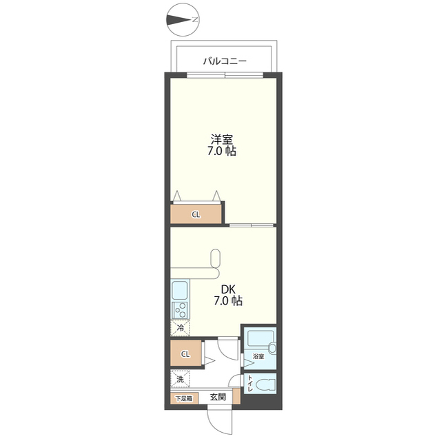 信開ドムス大領中 212号室 間取り