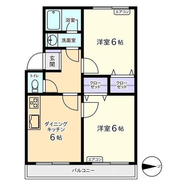 信開セルーラ田中町 202号室 間取り