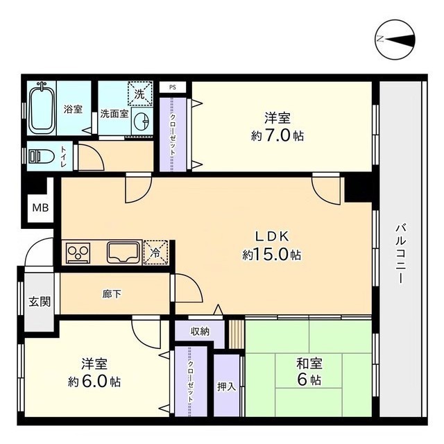 アパラザール東富山 406号室 間取り